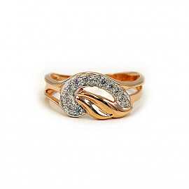 Кольцо из золота в красном с белым цвете с цирконом 01-200781937