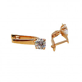 Золоті сережки червоного кольору з цирконом 01-200784237