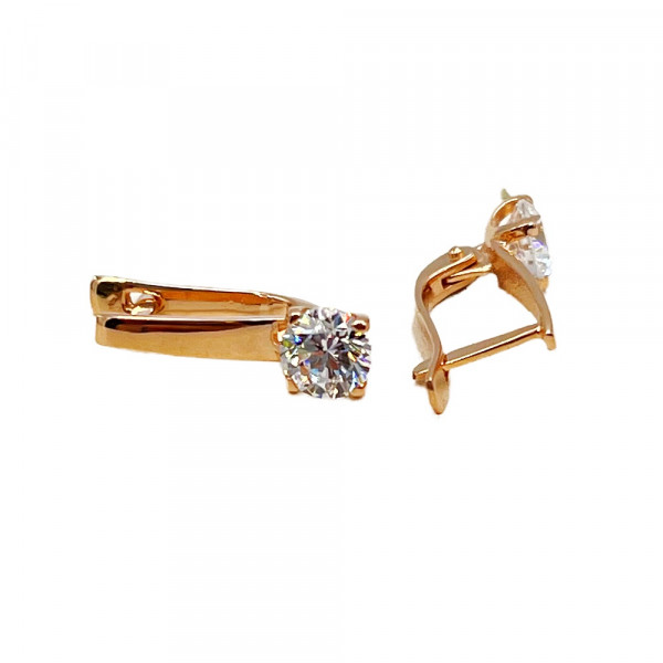 Золоті сережки червоного кольору з цирконом