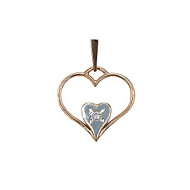 Кулон з золота у червоному з білим кольорі з цирконом 01-200817637