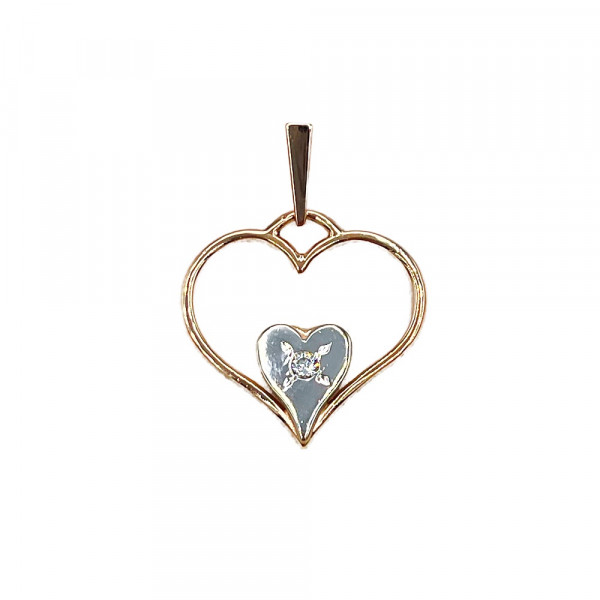 Кулон з золота у червоному з білим кольорі з цирконом