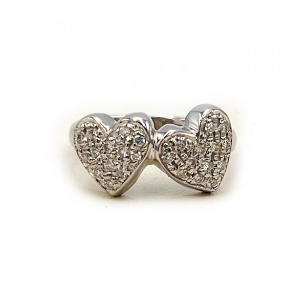 Золотое кольцо белого цвета с желтыми бриллиантами