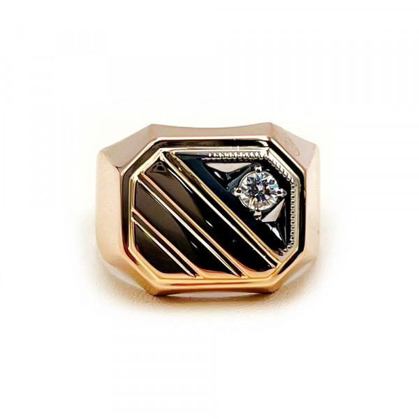 Перстень з червоного з білим золота з білим діамантом