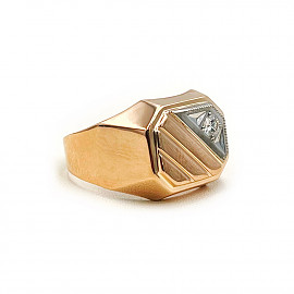 Перстень з червоного з білим золота з білим діамантом