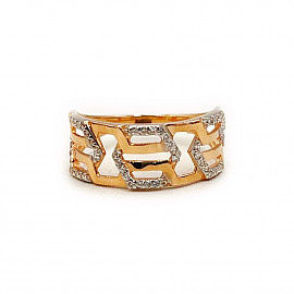 Кольцо из красного с белым золота с цирконом 01-200850837