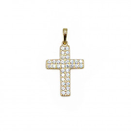 Золотий хрестик у жовтому кольорі з цирконом 01-200878337
