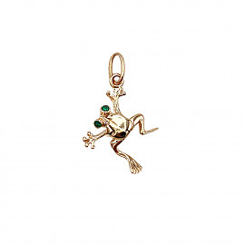 Кулон з золота у червоному кольорі з цирконом «Жабка» 01-200889037