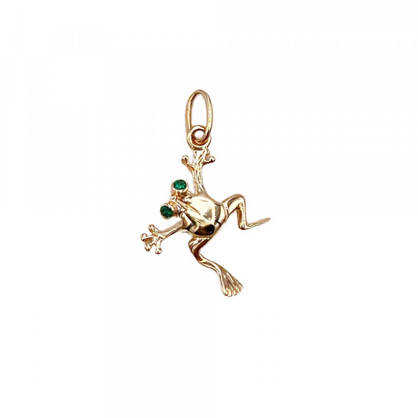 Кулон з золота у червоному кольорі з цирконом «Жабка»