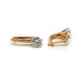 Сережки з золота червоного з білим кольору з цирконом 01-200890137