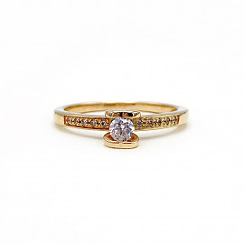 Золотое кольцо в красном цвете с цирконом 01-18106038
