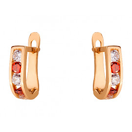 Сережки з золота у червоному кольорі з цирконом 01-19326338