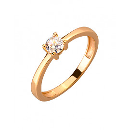 Золотое кольцо красного цвета с цирконом 01-200055138