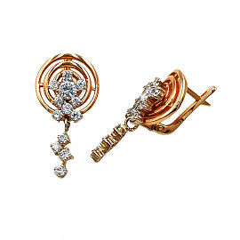 Серьги из красного с белым золота с цирконом 01-200093738