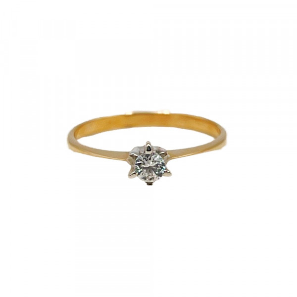 Кольцо из красного с белым золота с цирконом