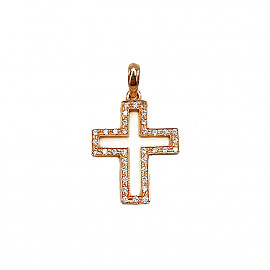 Крестик из золота красного цвета с цирконом 01-200155438