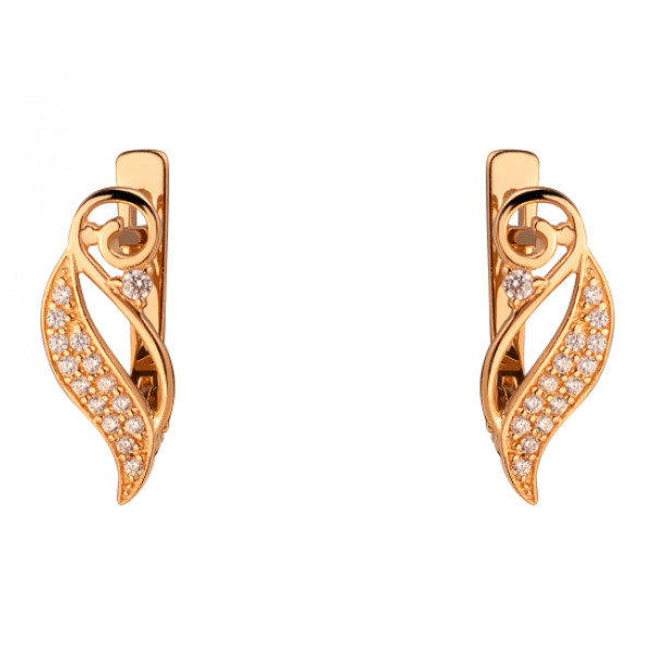 Серьги из золота в красном цвете с цирконом