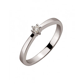 Кольцо из золота белого цвета с белым бриллиантом 01-200164538
