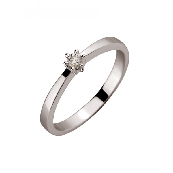 Кольцо из золота белого цвета с белым бриллиантом