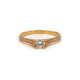 Кольцо из золота красного цвета с цирконом 01-200258338