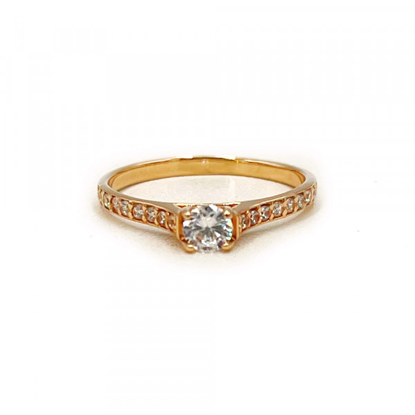 Кольцо из золота красного цвета с цирконом