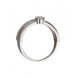 Золотое кольцо в белом цвете с цирконом