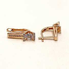 Серьги из красного золота с цирконом 01-200405238
