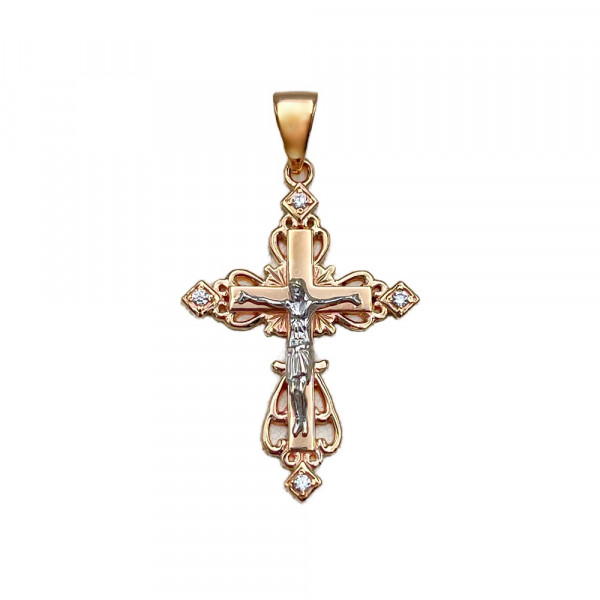 Крестик из золота с цирконом