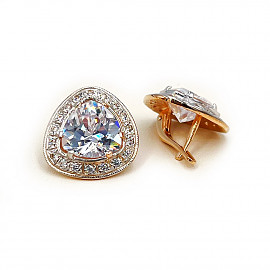 Серьги из красного с белым золота с цирконом 01-200599838