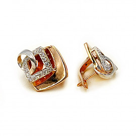 Серьги из красного с белым золота с цирконом 01-200768538