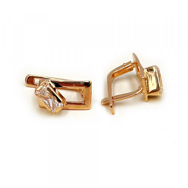 Сережки з золота у червоному кольорі з цирконом
