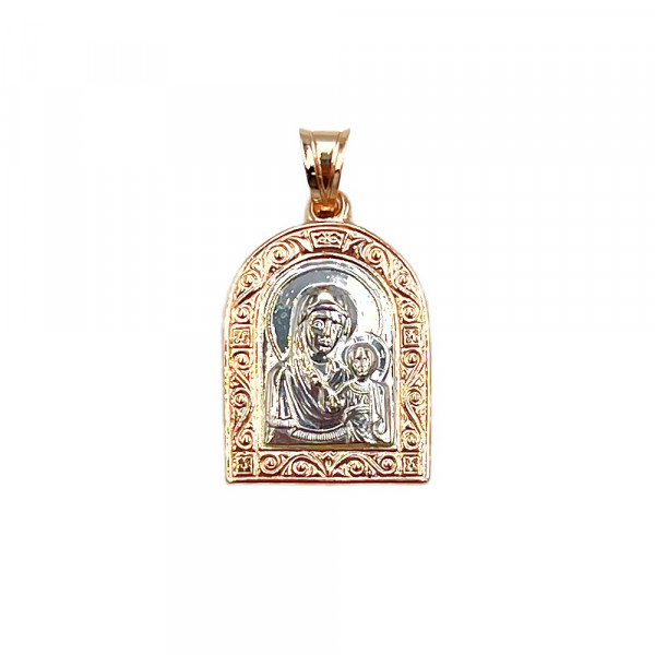 Золотая ладанка в красном с белым цвете