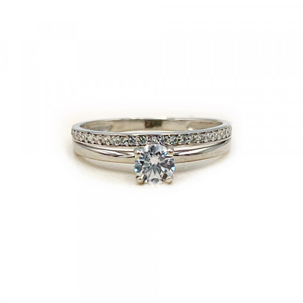 Золота каблучка білого кольору з цирконом