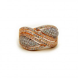 Каблучка з червоного з білим золота з цирконом 01-200918338