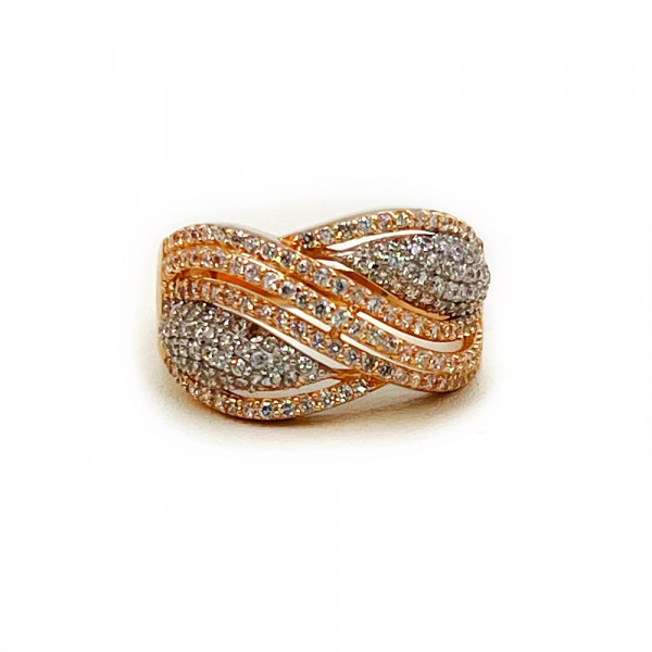 Каблучка з червоного з білим золота з цирконом