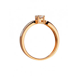 Кольцо из золота красного с белым цвета с цирконом