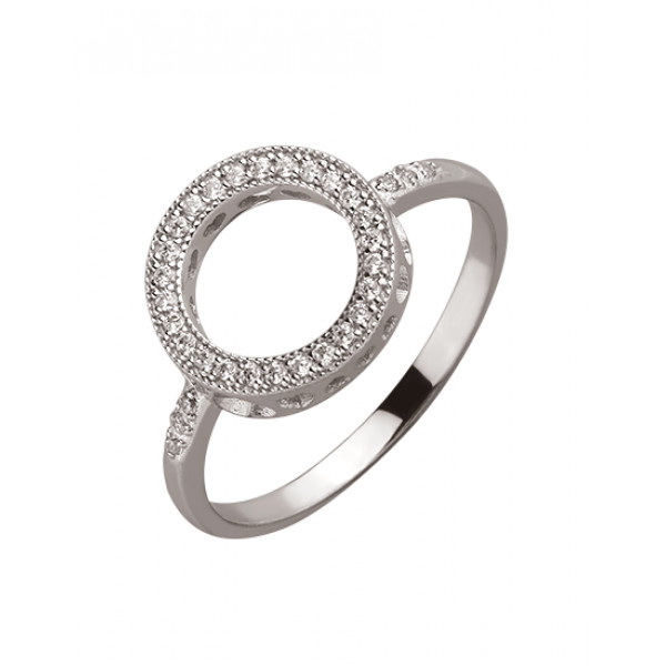 Кольцо из золота в белом цвете с цирконом