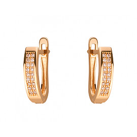 Серьги из красного золота с цирконом 01-200092639