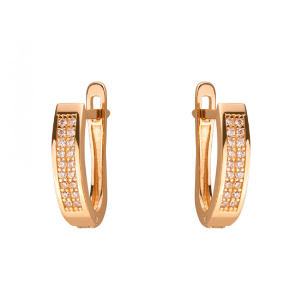 Серьги из красного золота с цирконом