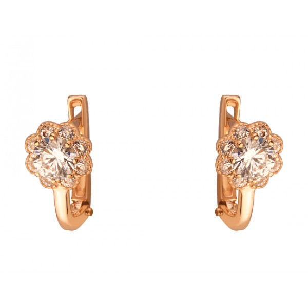 Серьги из золота с цирконом «Цветок»