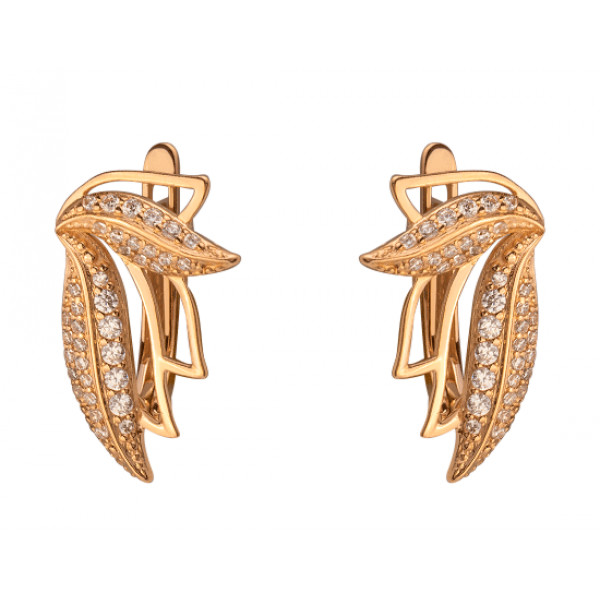 Серьги из золота красного цвета с цирконом