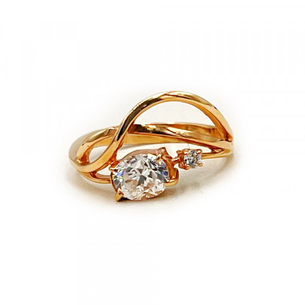 Каблучка з золота у червоному кольорі з цирконом