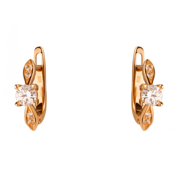 Серьги из золота красного цвета с цирконом