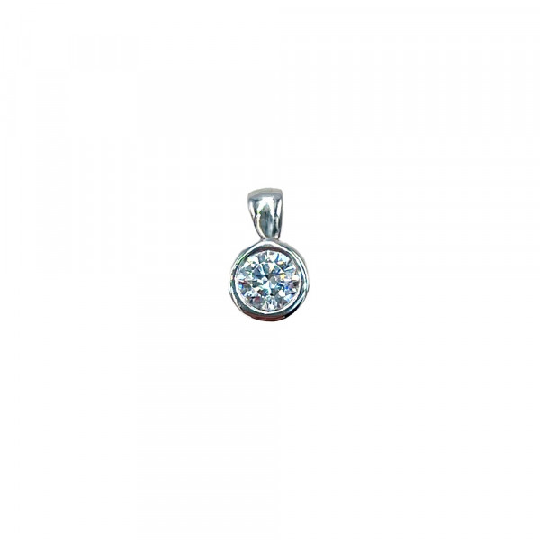 Золотой кулон в белом цвете с цирконом