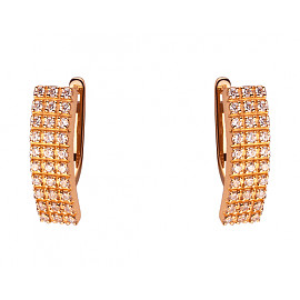 Сережки з червоного золота з цирконом 01-200202539