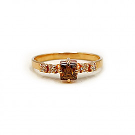 Каблучка з червоного золота з цирконом 01-200252939