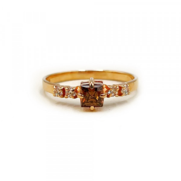 Каблучка з червоного золота з цирконом