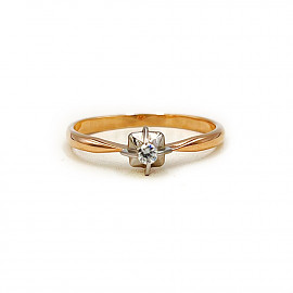 Золотое кольцо красного с белым цвета с белым бриллиантом 01-200779939