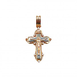 Хрестик з червоного з білим золота з цирконом 01-200784239