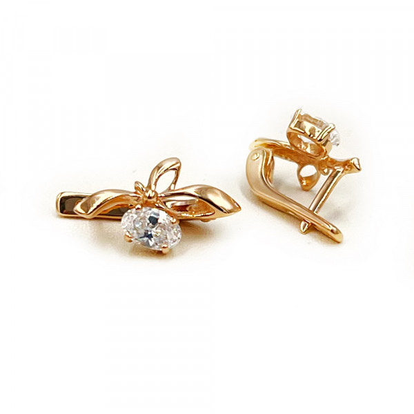 Сережки з червоного золота з цирконом