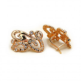 Сережки з червоного золота з цирконом 01-200853539